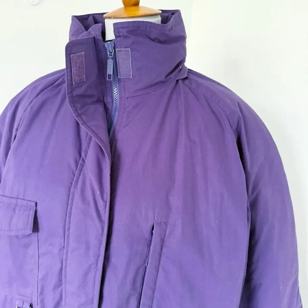 Vtg Eddie Bauer Goose Down Snowline Parka Coat Women's Sz XL Dark Purple Puffer